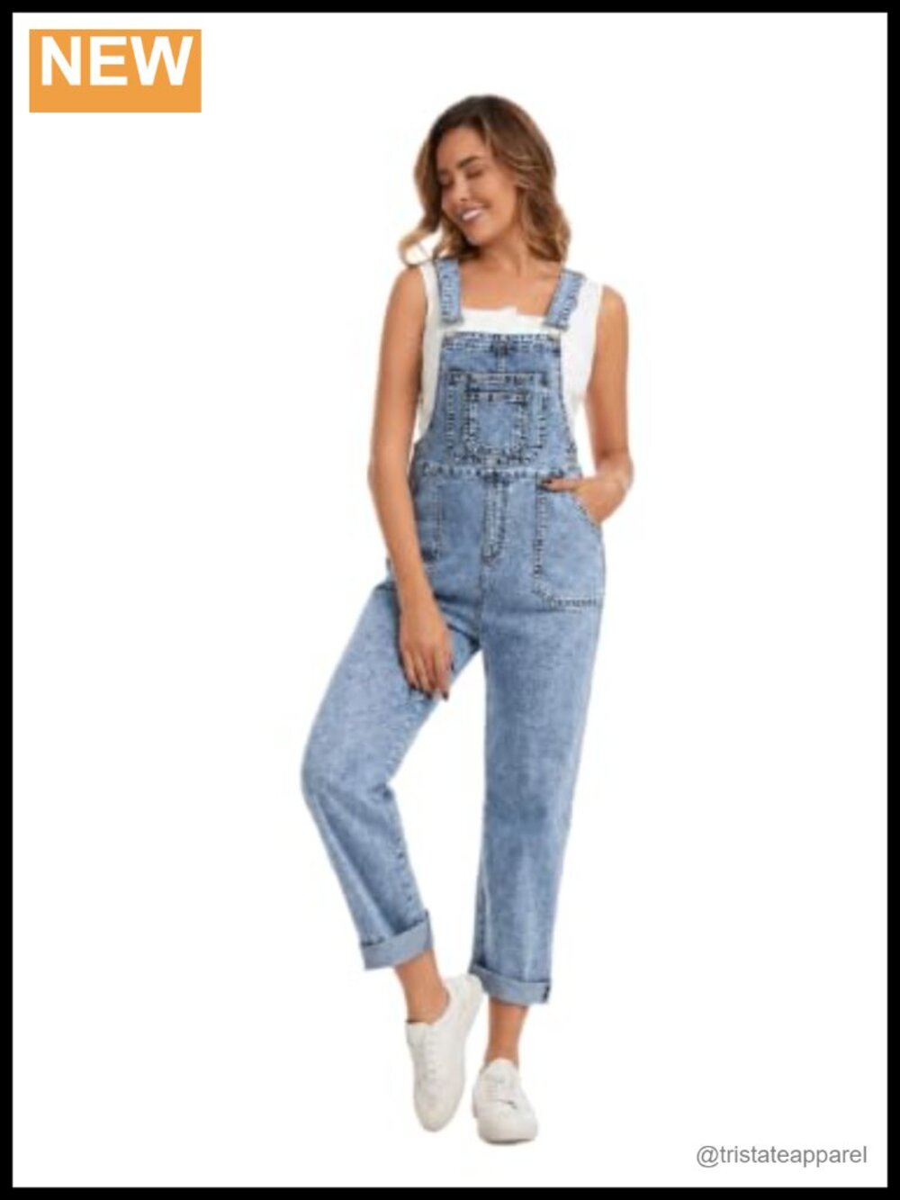 Women's Denim Overalls Adjustable Straps Relaxed Fit Vintage Wash Stretch